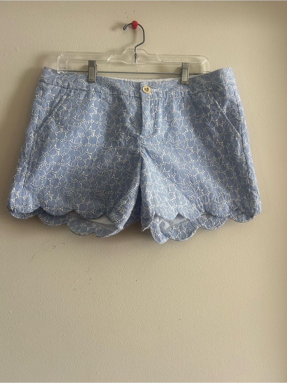 Lilly Pulitzer Light Blue Scallop Hem Cotton Shorts